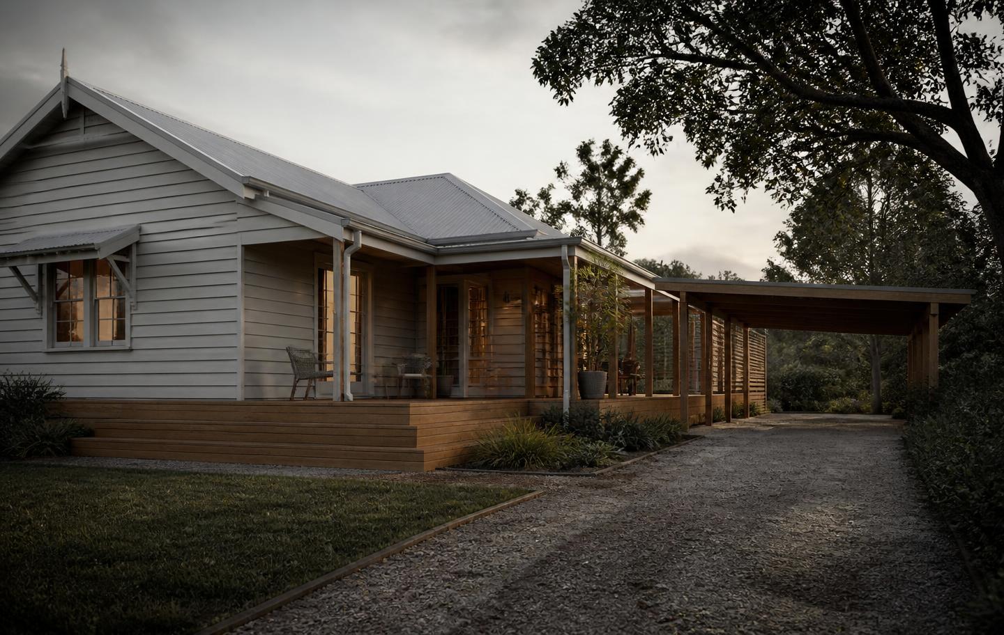 New timber verandah and carport on a weatherboard Mudgee cottage