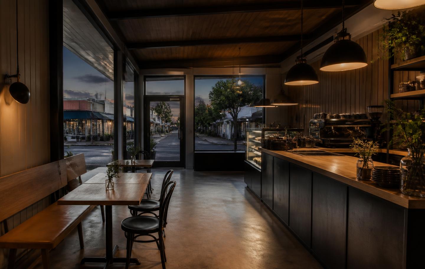 Timber and steel cafe shopfit interior on a Mudgee main street